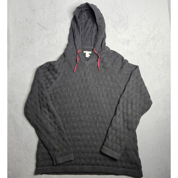 Carbon 2 Cobalt Other - Carbon 2 Cobalt Hoodie Mens XL Gray Chunky Knit Textured Sweatshirt Drawstrings